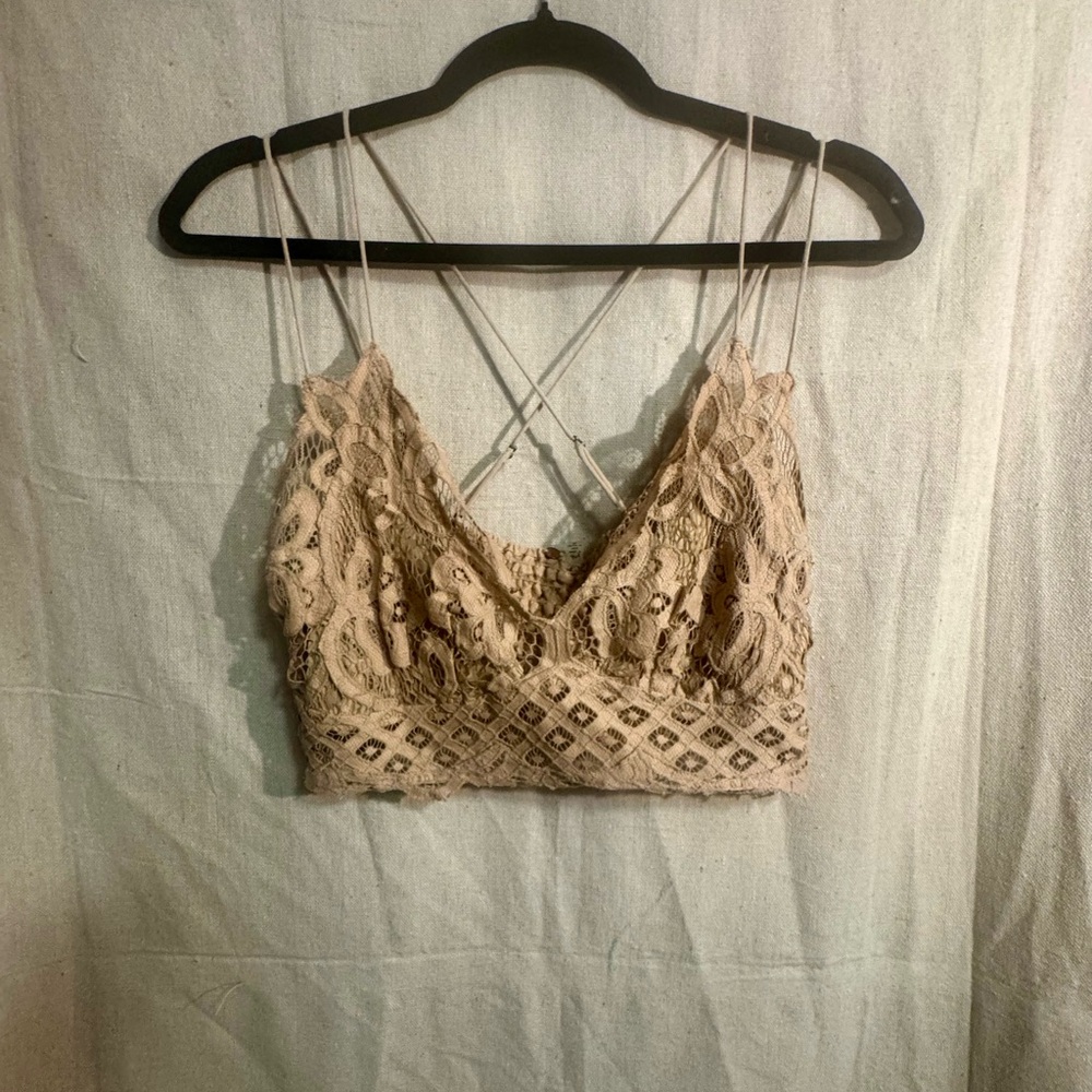 Free People Elegant Lace Beige Bralette